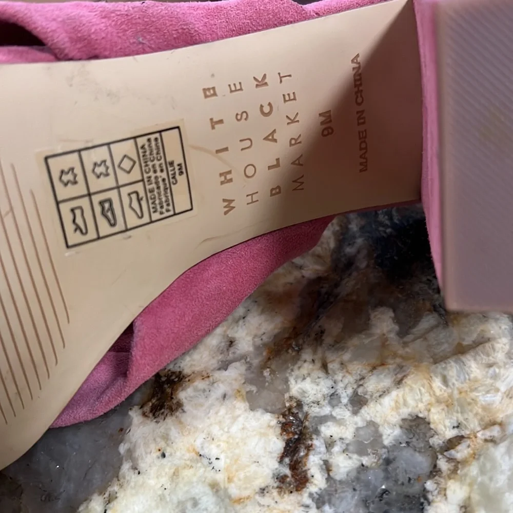White House black market Callie Bow detail suede mules pink Size 9 - Picture 10 of 11
